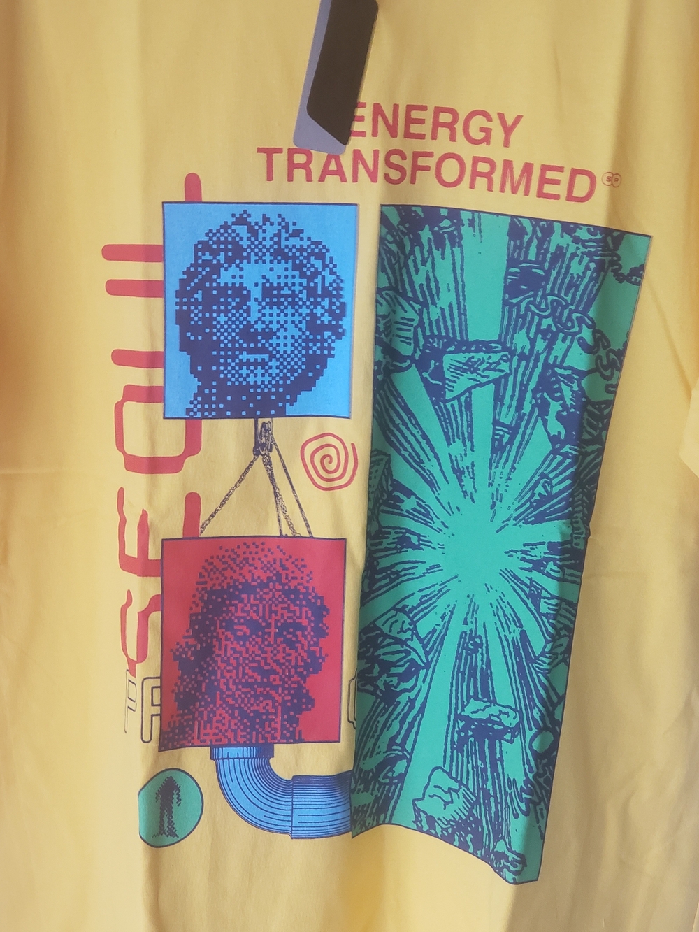 Yellow Graphic Men’s T-Shirt with Multicolor Pop-Art Print